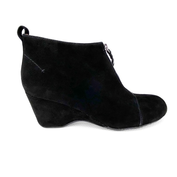 Gentle Souls Ridgual Ankle Boots Wedge Heel Black Suede Womens Size 10 Zip Front - Picture 3 of 11